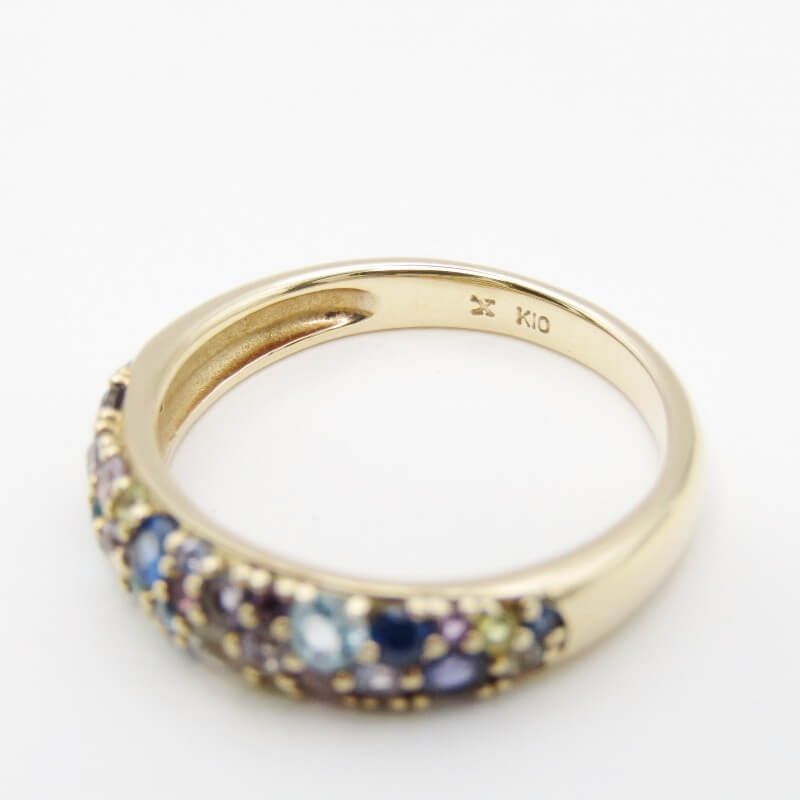 美品 BIZOUX ビズー リング K10YG マルチカラージュエル レーヴブルー