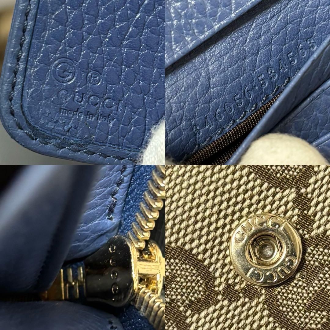 s11 GUCCI グッチ GG キャンバス ブルー 2つ 二つ 折り 財布 ミニ