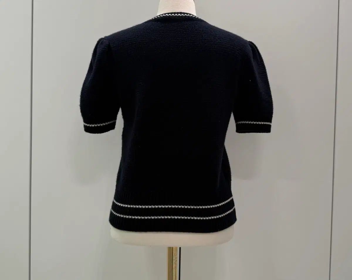 Dior ディオール ネイビー ウール カシミア パフ 半袖 ニット 36