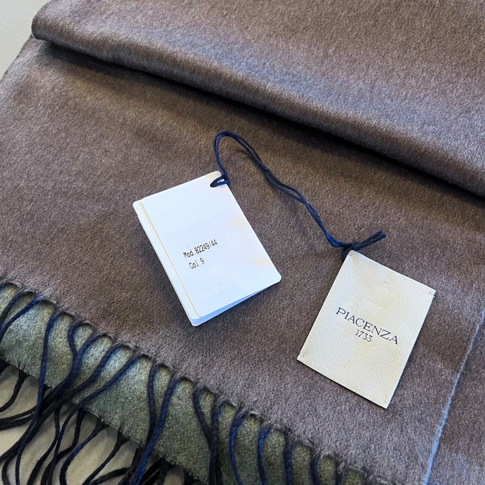 ストール ダブルフェイス ダークブラウン グレー col.9 マフラー カシミヤ シルク