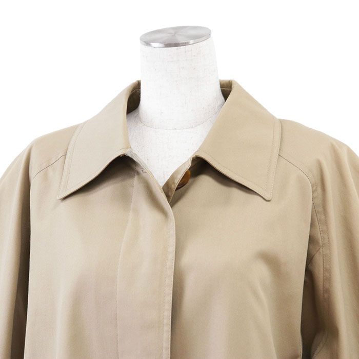 Aquascutum アクアスキュータム バルマカーンコート Aqua 5 ロゴ ステン ラグランワイドスリーブ コットンギャバジン 撥水 防汚性 スプリング オータム 春秋 アウター レディース サイズ UK 12 ベージュ 英国製