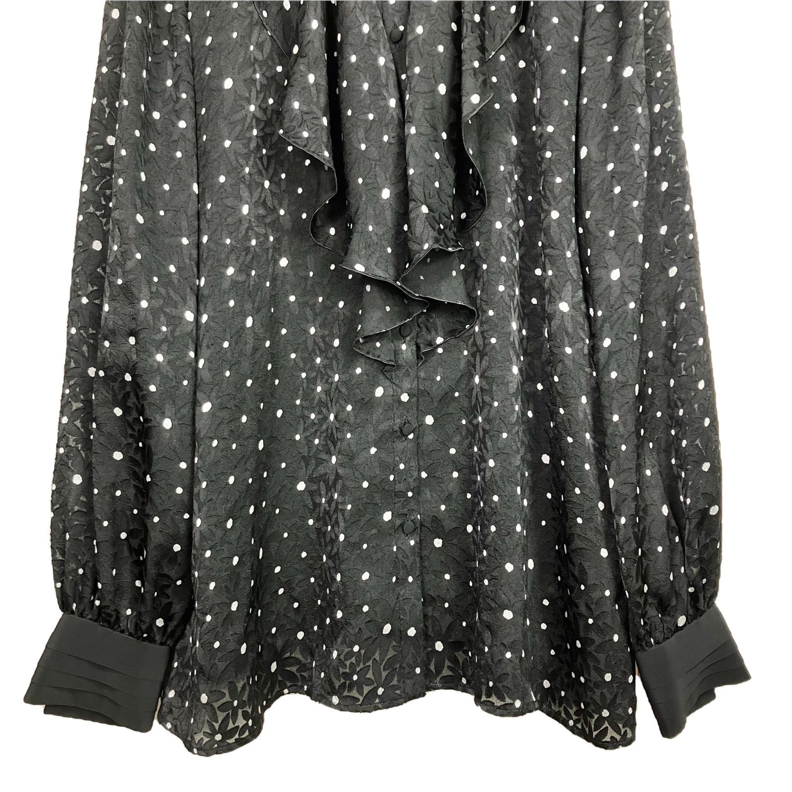 新品✨ANAYI フラワーオパールフリル ブラウス アナイ 花柄38　3.7万円 ANAYI 2022SS フラワーオパールフリル ブラウス 38 ブラック 黒 アナイ