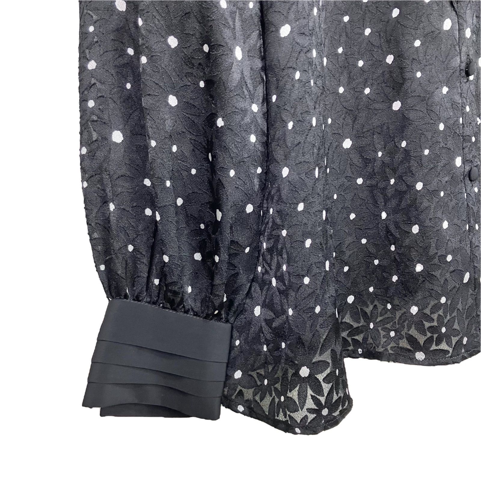 ANAYI 2022SS フラワーオパールフリル ブラウス 38 ブラック 黒 アナイ