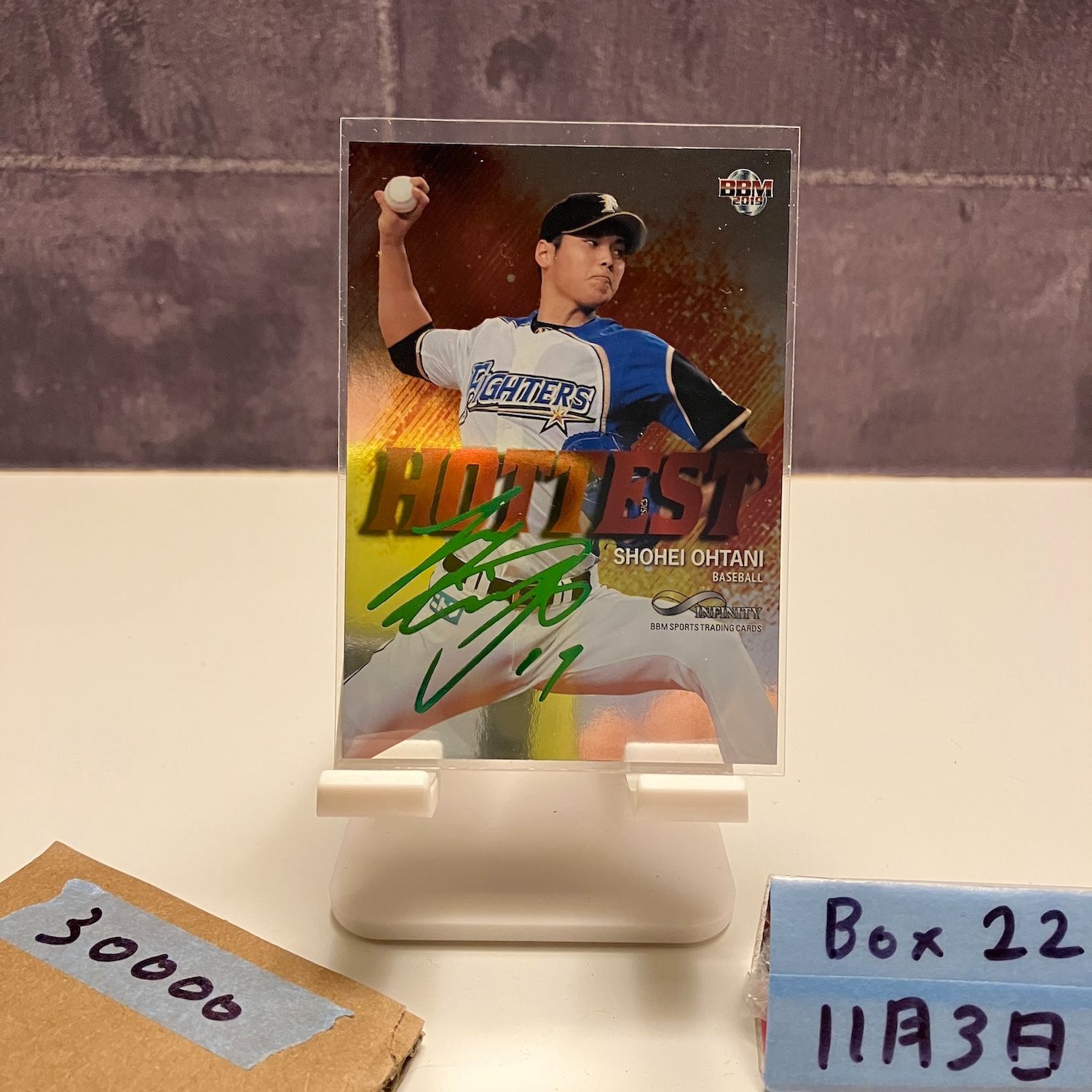 2019 BBM 大谷翔平 037|100 緑箔サイン 日本ハムファイターズ Infinity HOTTEST カード