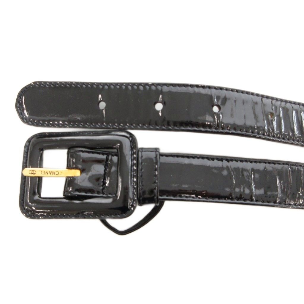 CHANEL シャネル ブラック エナメルレザー ゴールド金具 ココマーク CHANEL シャネル ブラック エナメルレザー ゴールド金具 ココマーク