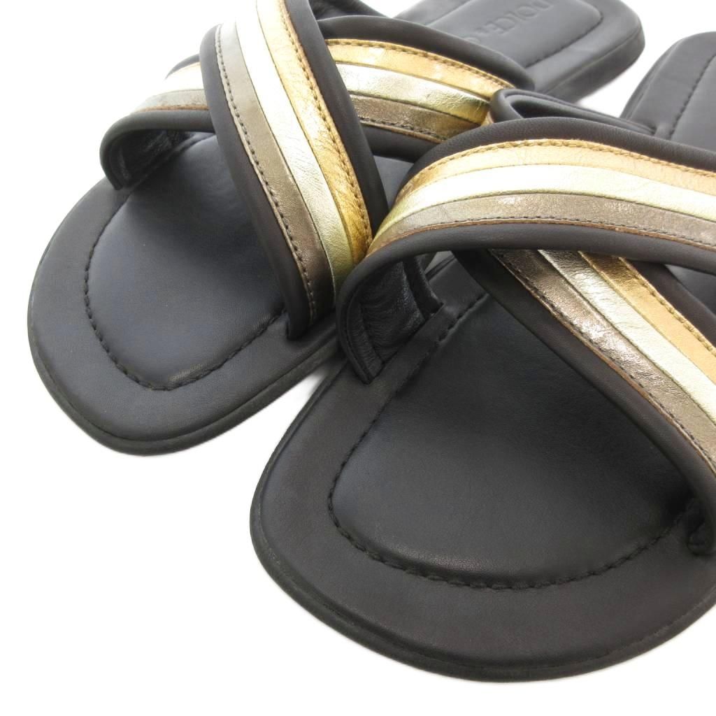  ドルチェ-ガッバーナ ドルガバ DOLCE-GABBANA サンダル 9 シューズ クロスストラップ レザー 黒 ブラック CS 0557 AE サンダル 靴