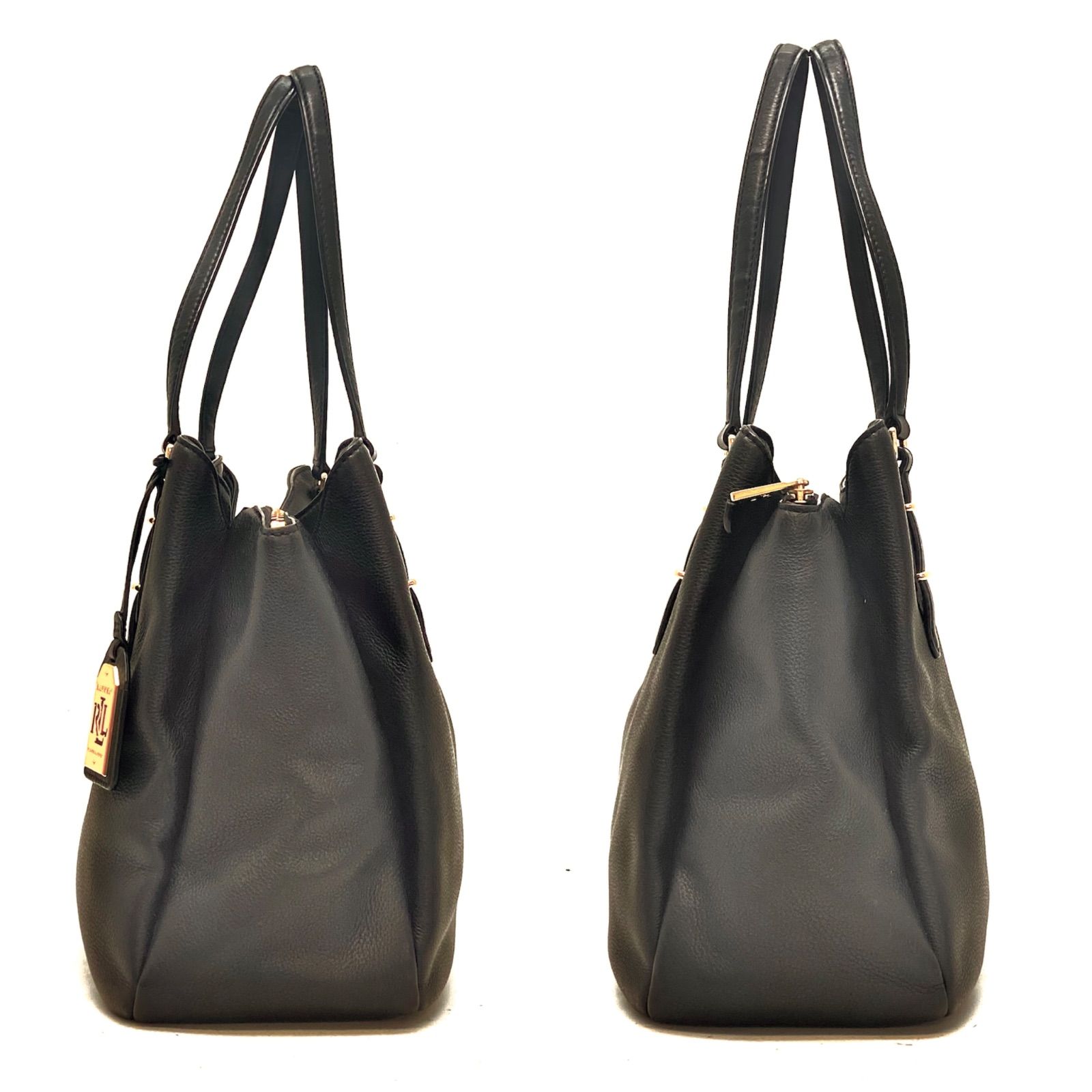 ラルフローレン トート ショルダーバッグ 本革 牛革 黒フォーマル