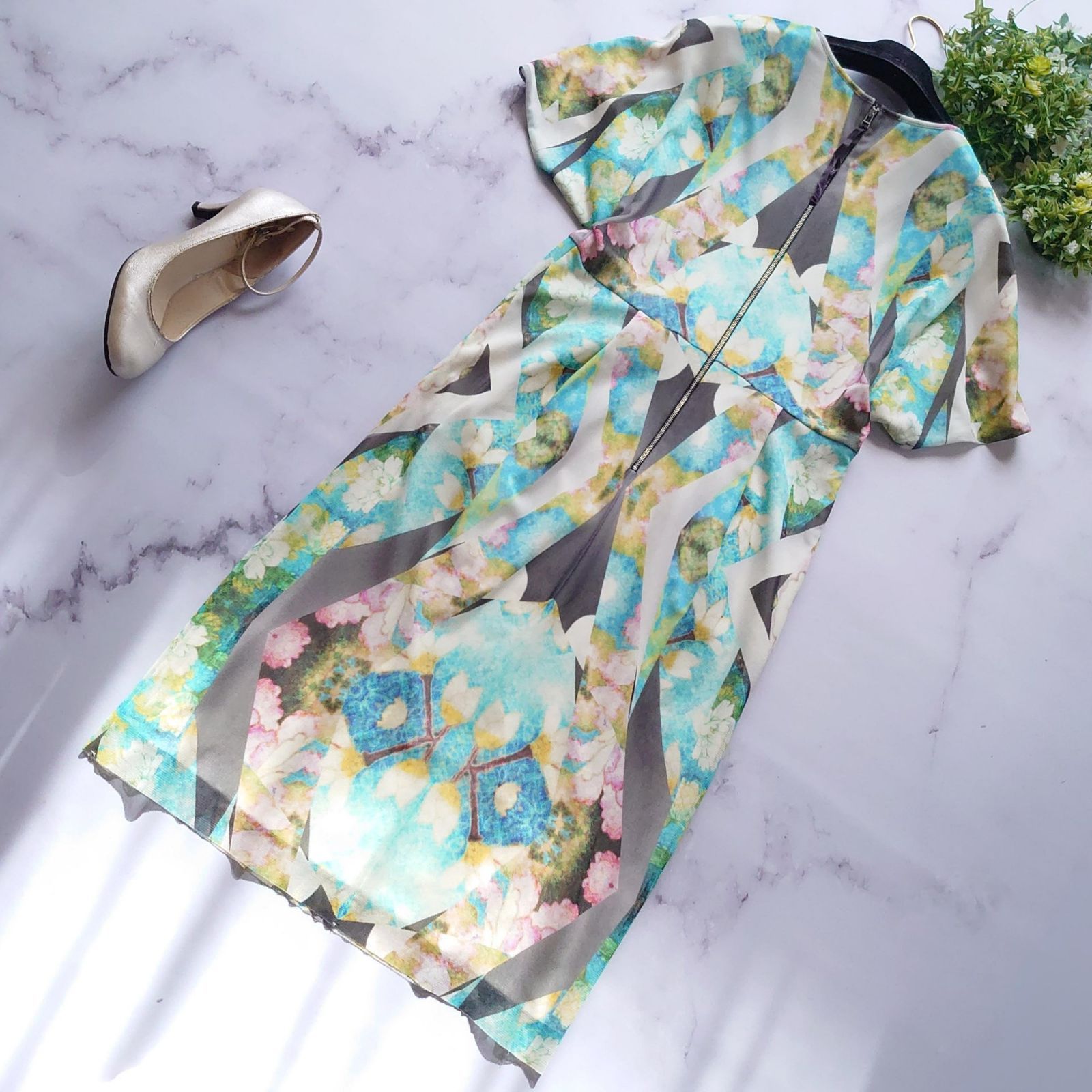 ヴィヴィアンタム パワーネット ロータス ロングワンピース 花柄 S-M