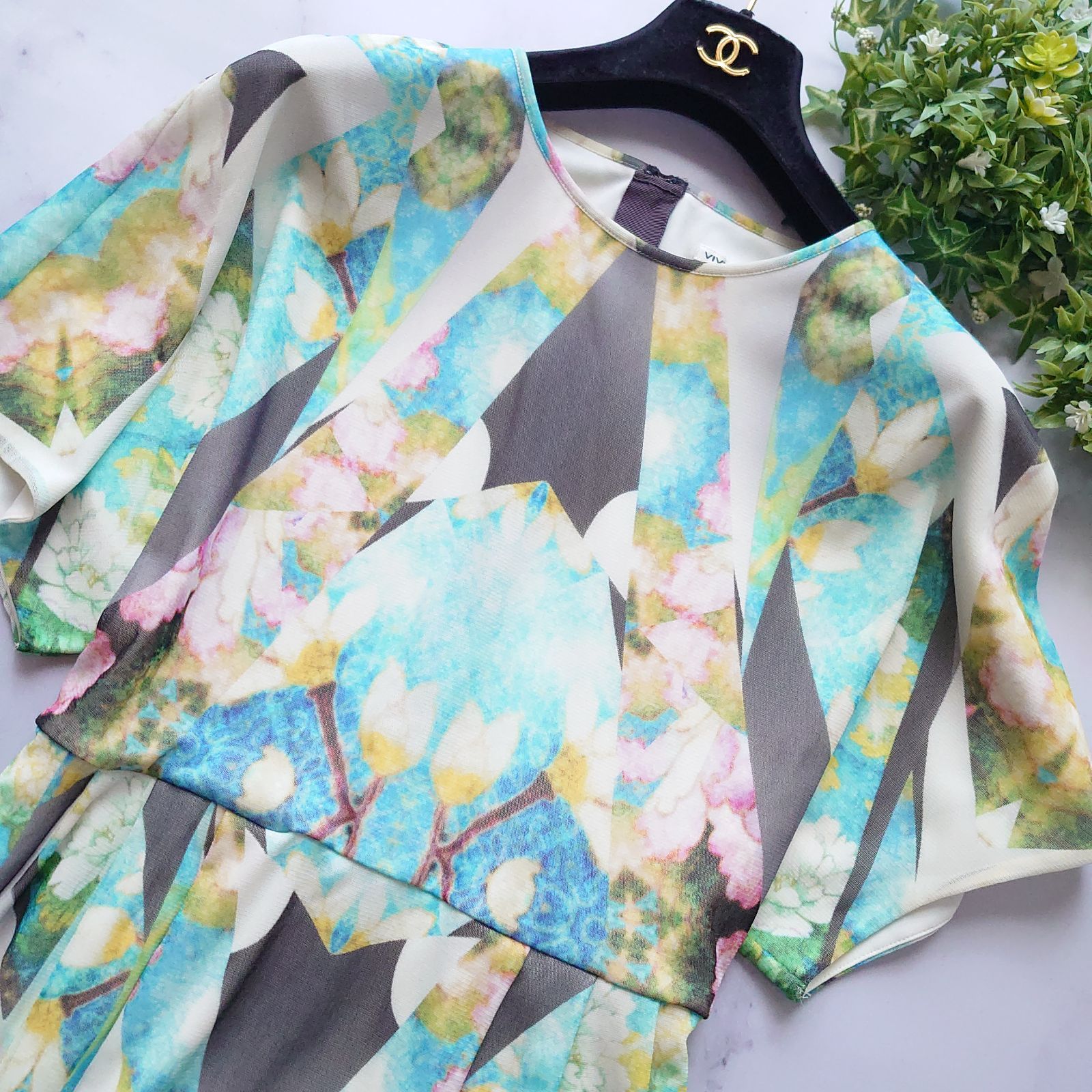 ヴィヴィアンタム パワーネット ロータス ロングワンピース 花柄 S-M