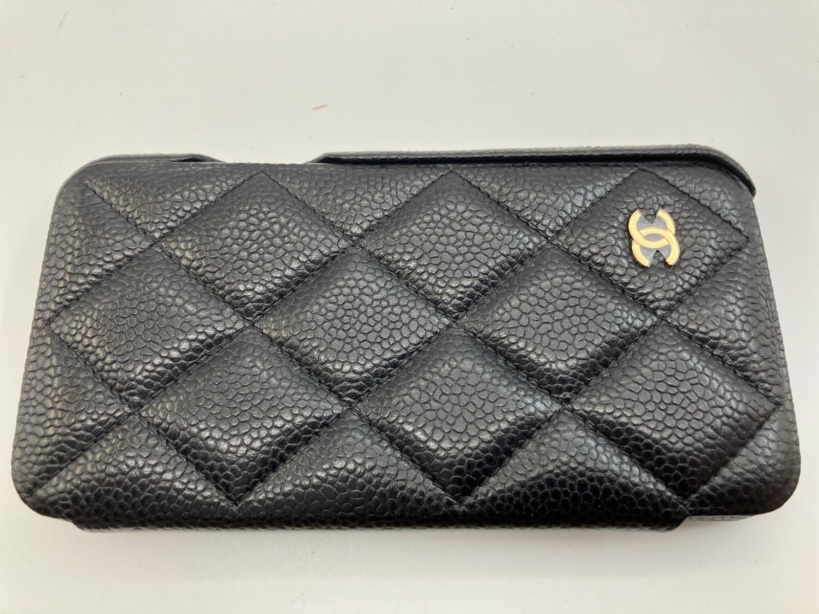 CHANEL シャネル キャビアスキン 手帳型 iPhoneケース ブラック iPhone
