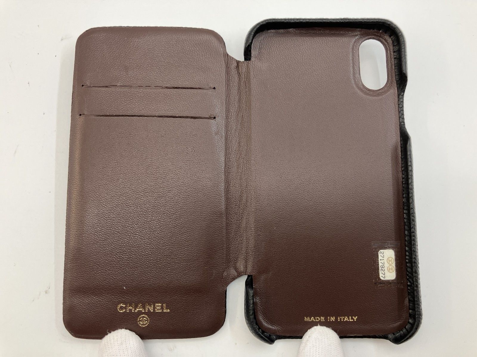 CHANEL シャネル キャビアスキン 手帳型 iPhoneケース ブラック iPhone