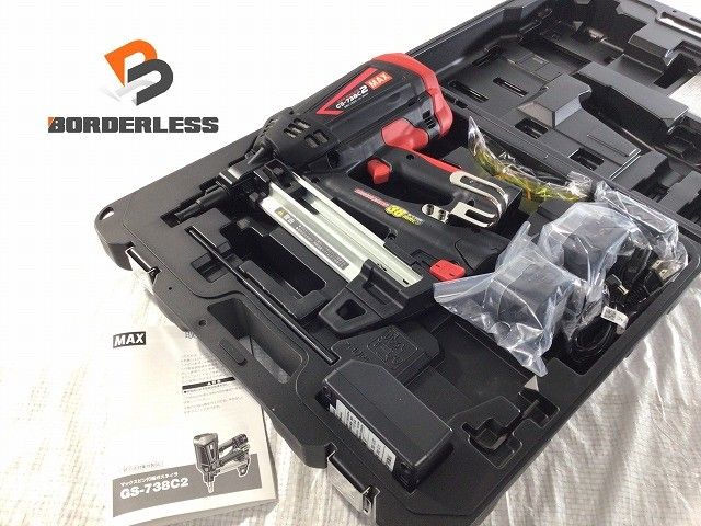 MAX マックス 38 mm ガスネイラ GS 738 C 2 バッテリー 充電器 ケース ガス式鋲打ち機 ガス式鋲打機 充電式119879