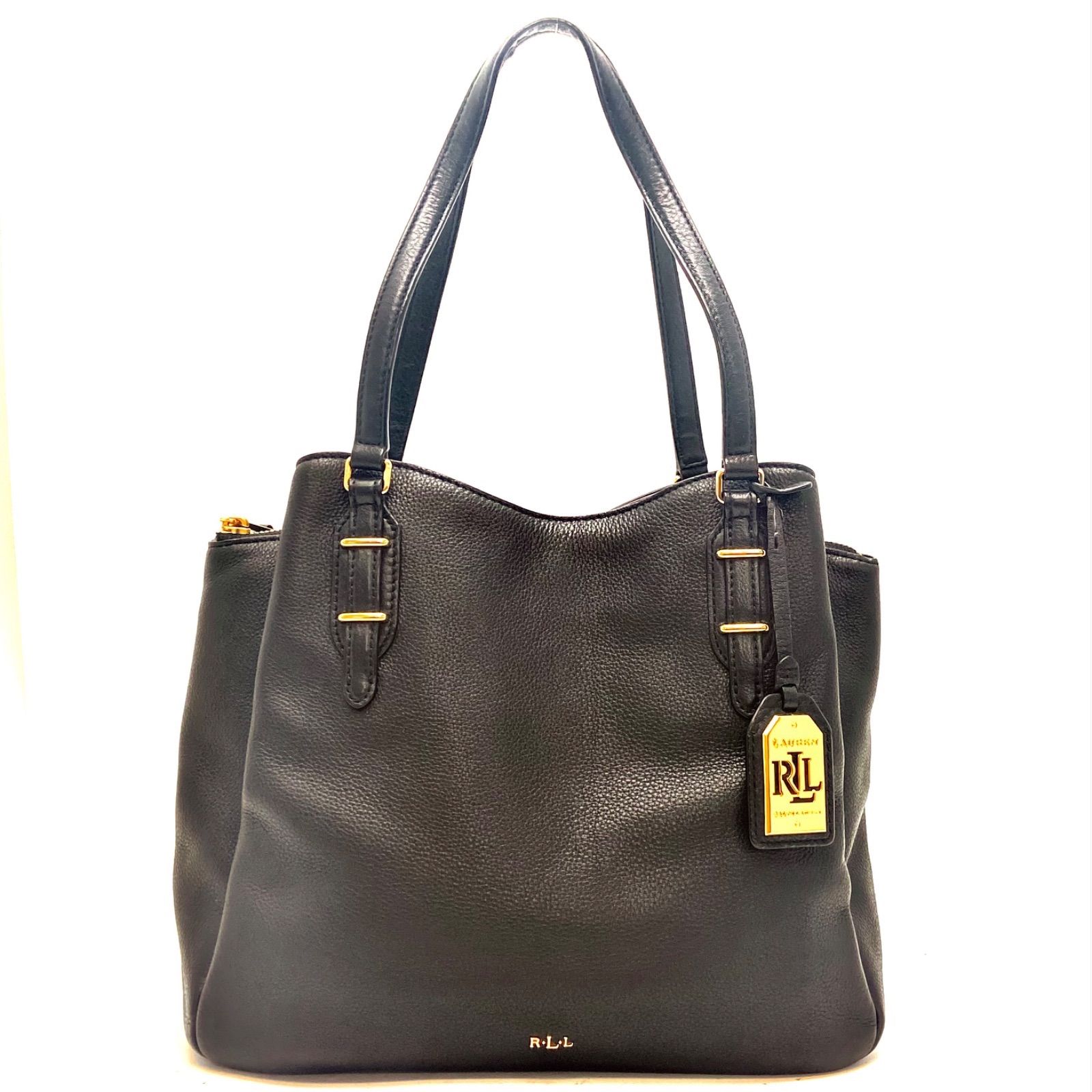 ラルフローレン トート ショルダーバッグ 本革 牛革 黒フォーマル ビジネス FZ 244