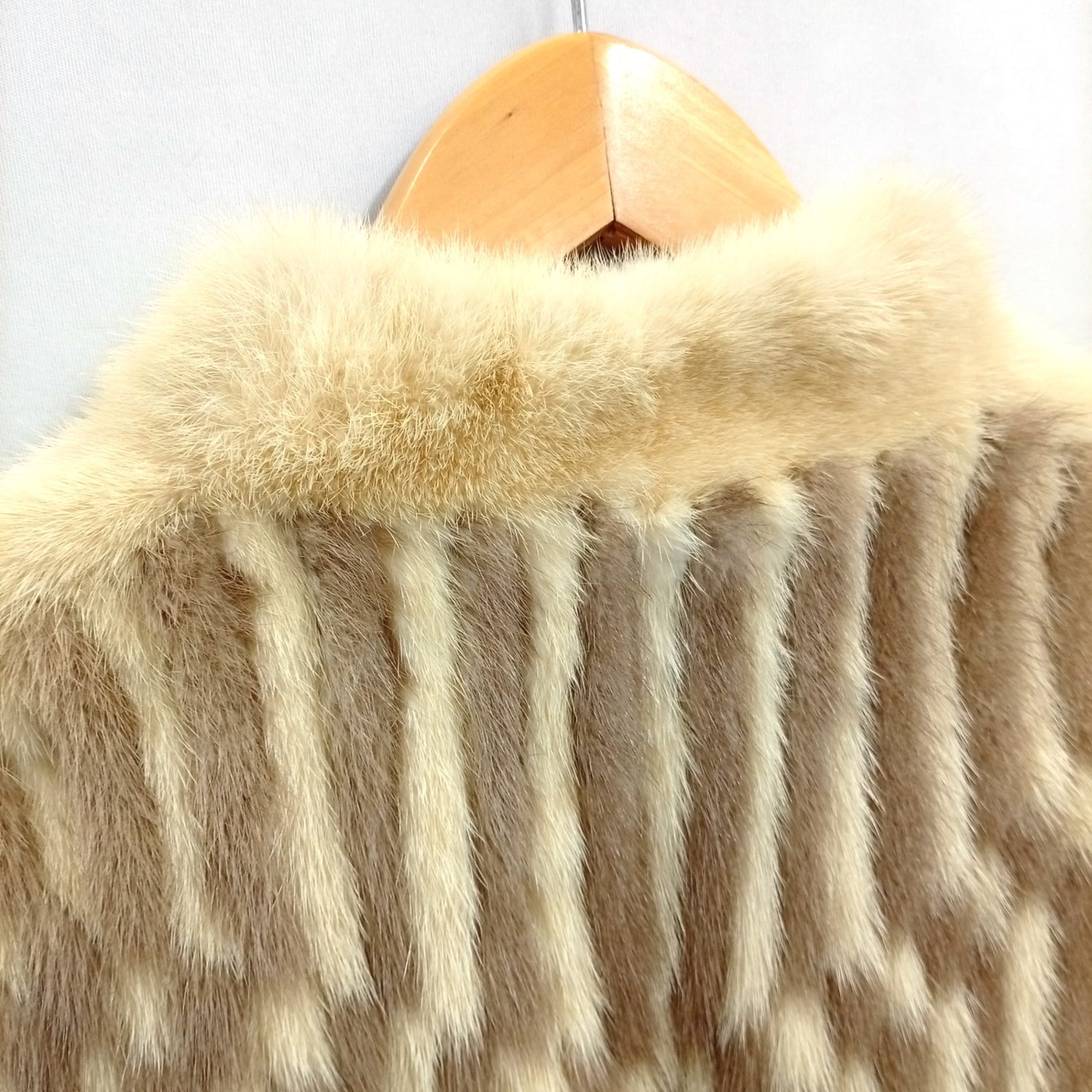 SAGA MINK コート 毛皮 ミンク ベージュ ブラウン サイズ6 名前刺繡