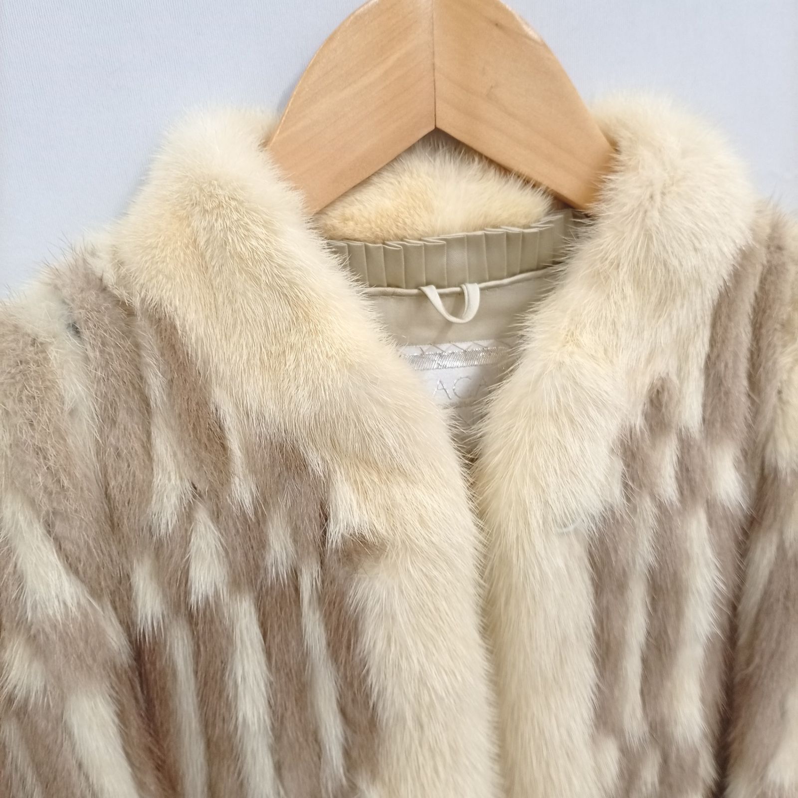 SAGA MINK コート 毛皮 ミンク ベージュ ブラウン サイズ6 名前刺繡