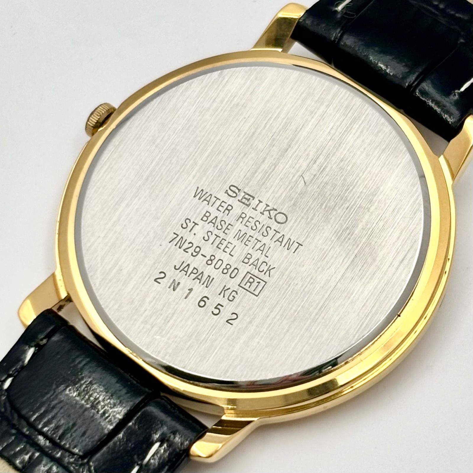 美品/新品電池】SEIKO セイコー メンズ 腕時計 ゴールド デイト 7N29