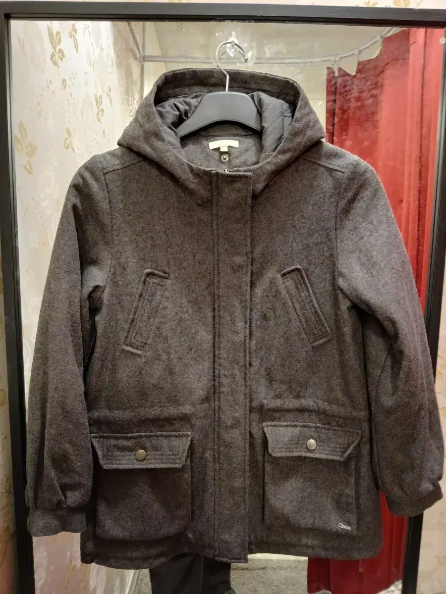 7|10 クロエ チャコール WHO フード ショート コート 12歳用