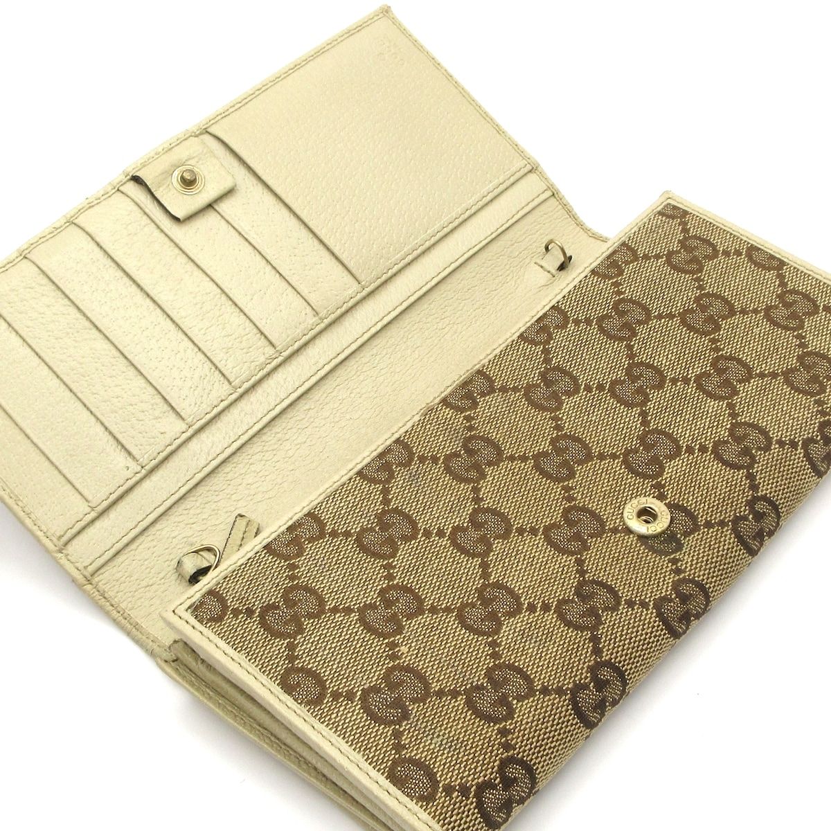 GUCCI(グッチ) 長財布 GG柄 170426 ライトブラウン×アイボリー レザー