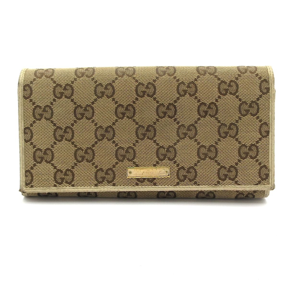 GUCCI グッチ 長財布 GG柄 170426 ライトブラウン アイボリー レザー