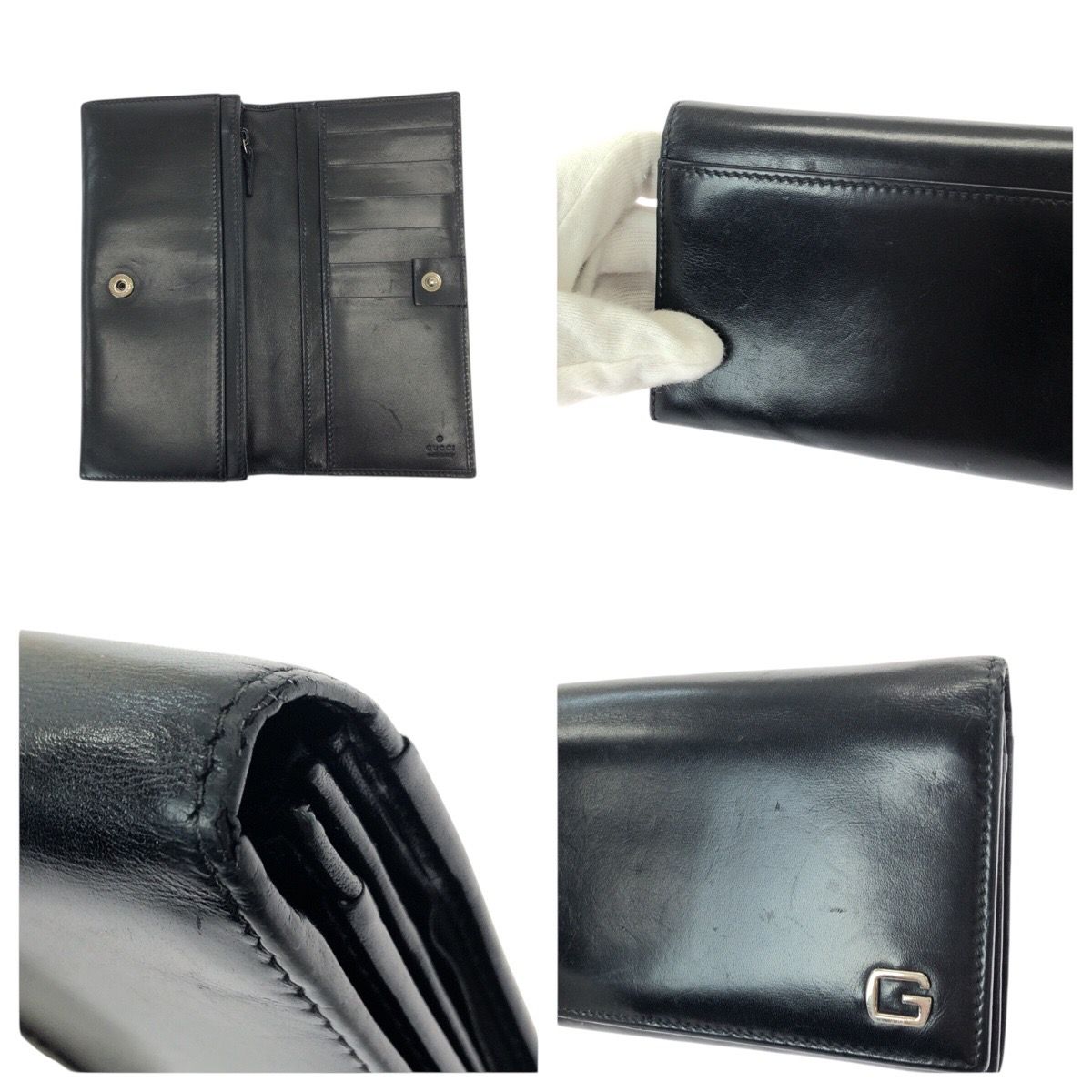 GUCCI グッチ ヴィンテージ ブラック 黒 シルバー金具 レザー 162841