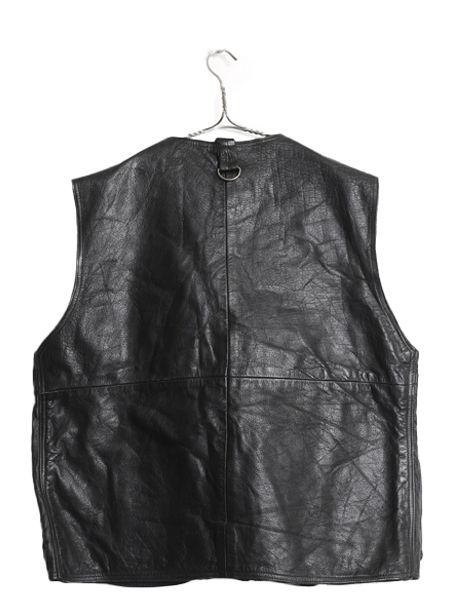 vintage フィッシングレザーベスト レザーベスト ビンテージ 本革 ピッグスキン スエード ダブルポケット