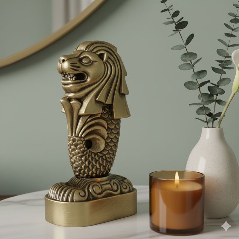 マーライオン インテリア 置物 鉄 ライオン 魚 シンガポール お土産