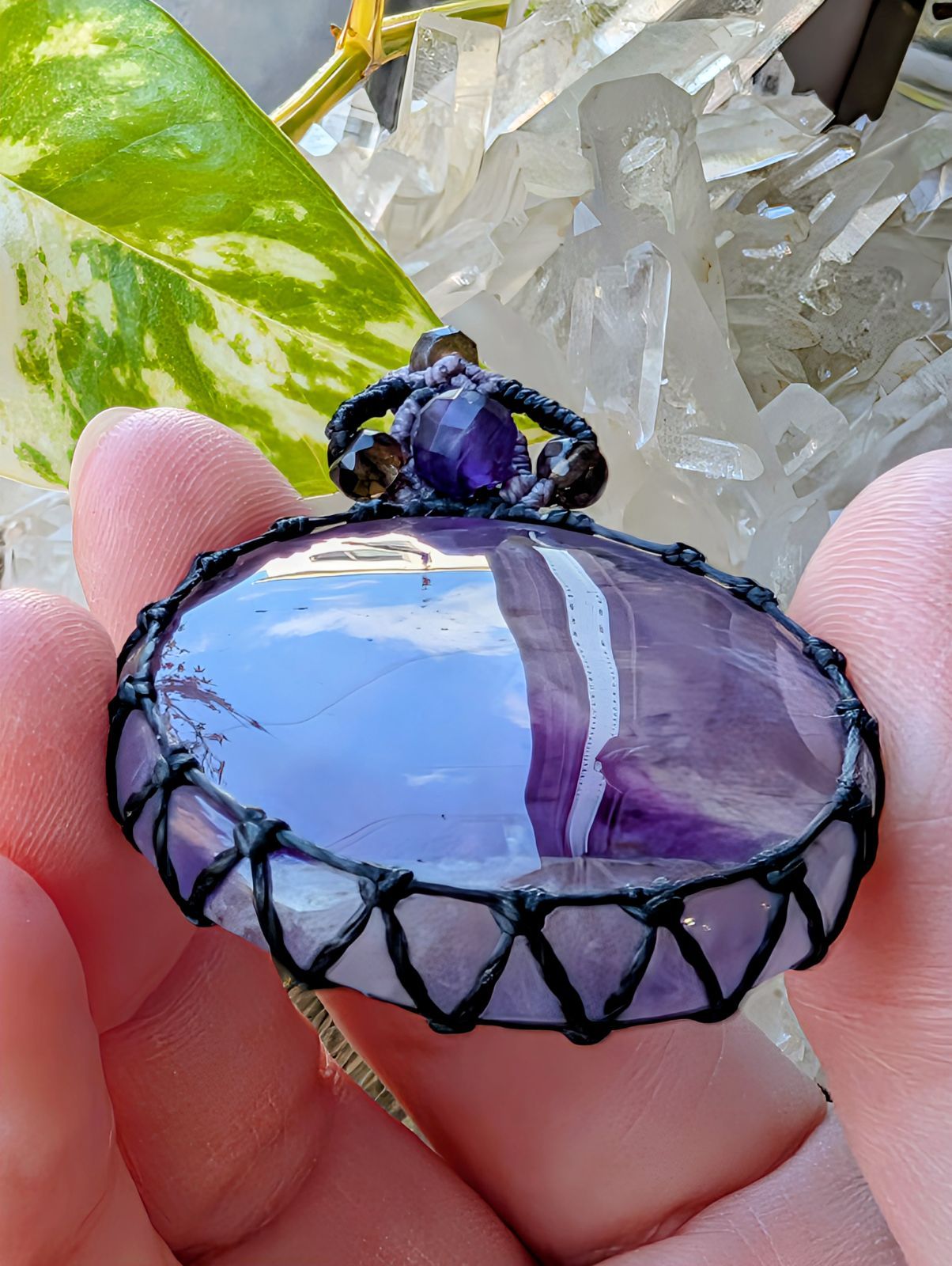  シェブロンアメジスト アメジスト マクラメ編みネックレス 487 天然石ネックレス ネックレス ペンダント アクセサリー