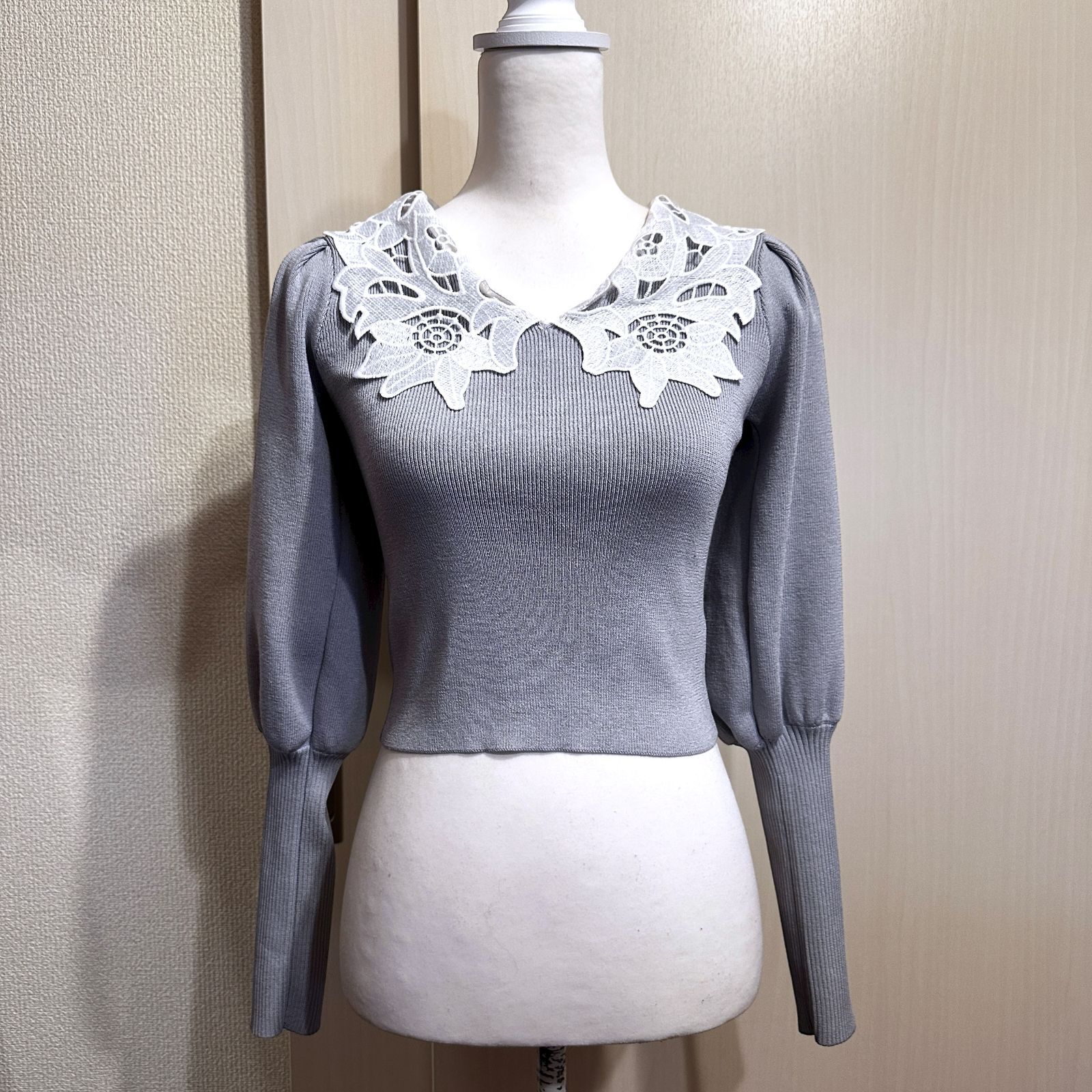 dazzlin 首元レース長袖シャツ グレー サイズフリー HR 0791