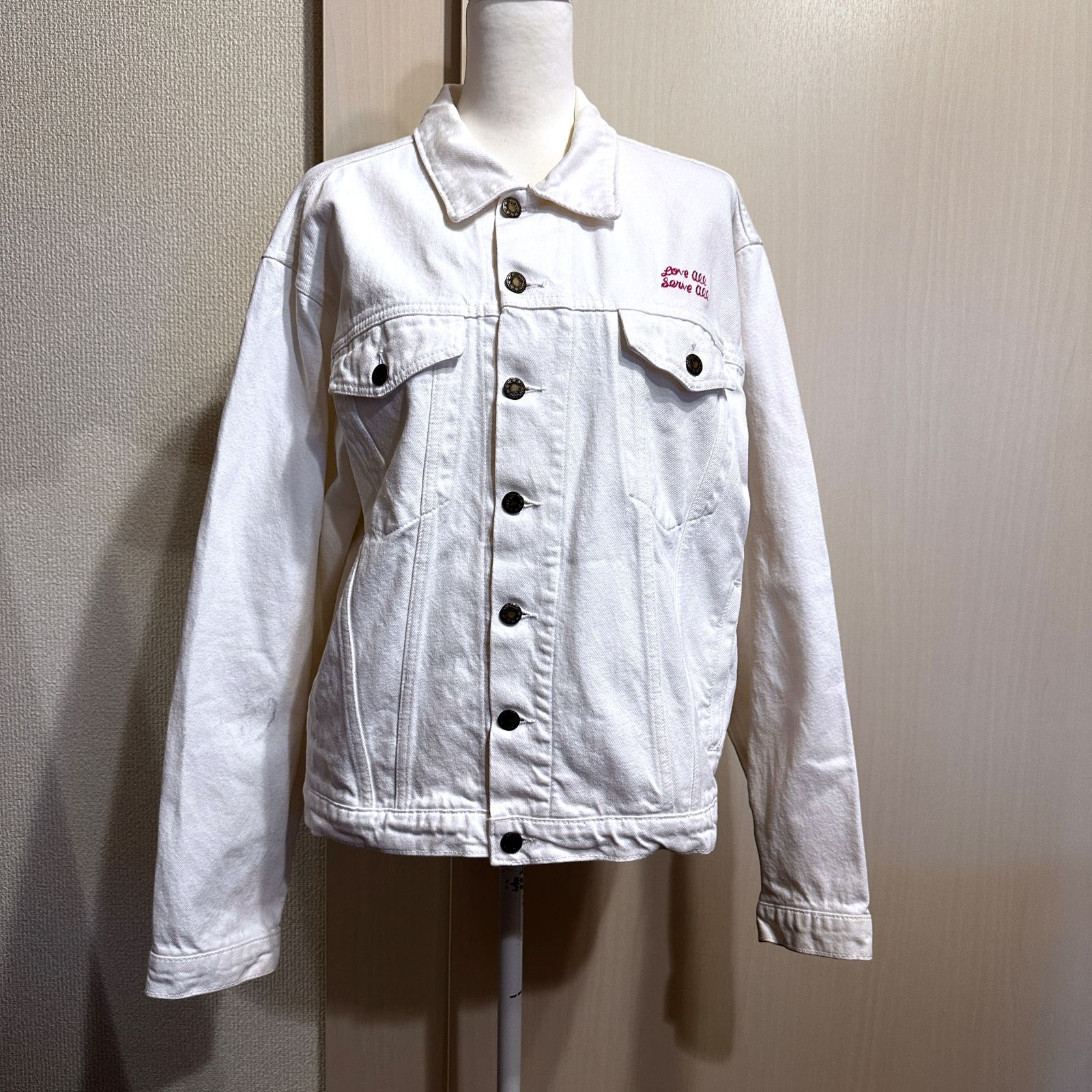 クリーニング済 Hard Rock CAFE ホワイトデニムジャケット 白 サイズL HR 0792