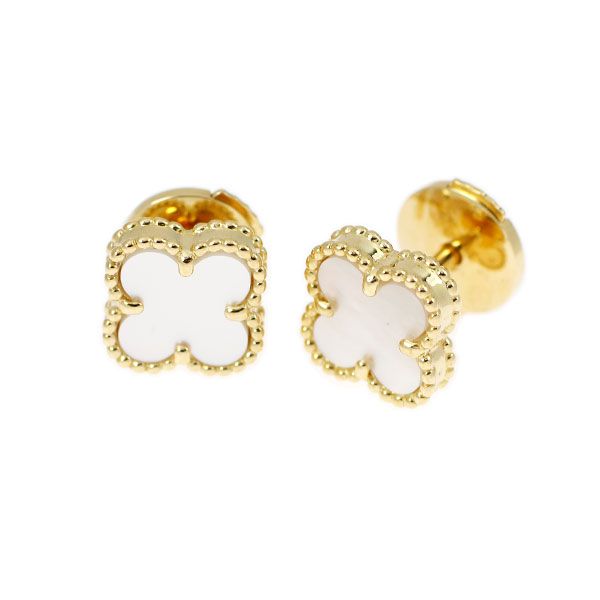 ヴァンクリーフ＆アーペル K 18 YG マザーオブパール シェル ピアス スウィートアルハンブラ セルビー