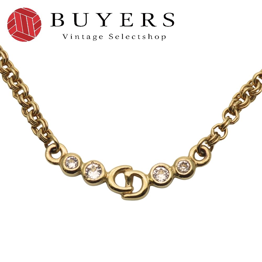 クリスチャンディオール ネックレス CDロゴ メタル ラインストーン