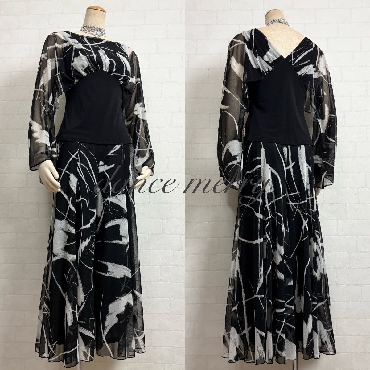 新品 社交ダンス ツーピース パンツ セットアップ グレー 黒 2017