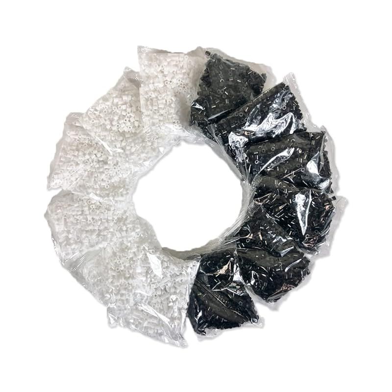 アイロンアートビーズ 白 黒 2種類 おもちゃ 玩具 5mm 約12000個 補充ビーズ リフィルパック (白黒セットパック) 0