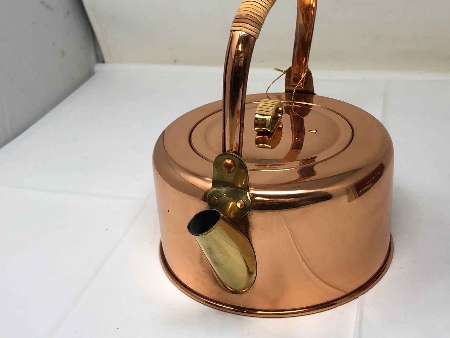 P974 未使用 キングカパー 純銅製 深型両手鍋 21cm パイレックス蓋付