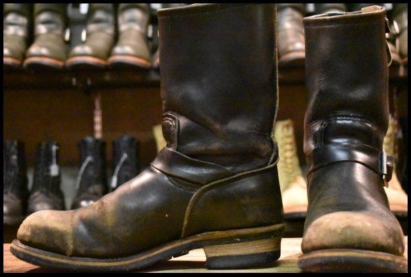 8 5 D PT 91プリント 96年 レッドウィング 2268 エンジニア ブラッククローム スチールトゥ プルオン ブーツ redwing FL 014
