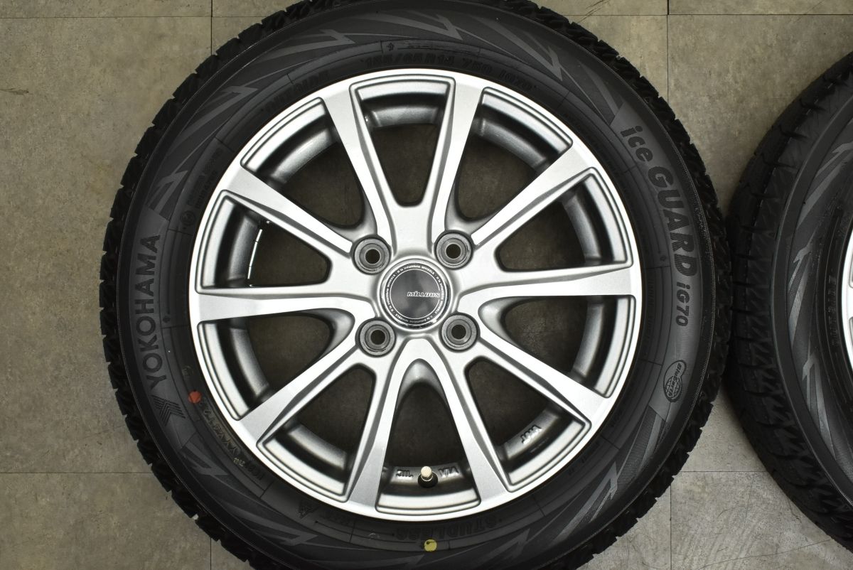  バリ溝 ミルアス 14 in 4 5 J 45 PCD 100 ヨコハマ アイスガード iG 70 155 65 R N BOX デイズ アルト ワゴンR ムーブ タント 14インチ タイヤ ホイールセット