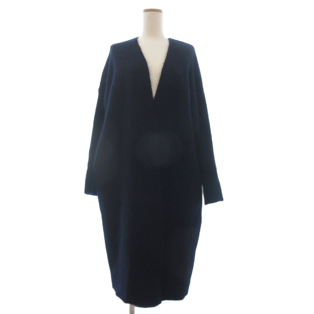 ミズイロインド mizuiro ind ヘアリーVネックロングカーディガン ボレロ 長袖 4 226573 紺 ネイビー