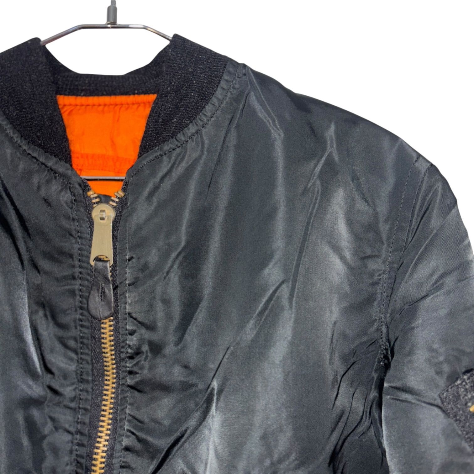 80s USA製 ALPHA MA-1 REVERSIBLE JKT S ブラック オレンジ アルファ