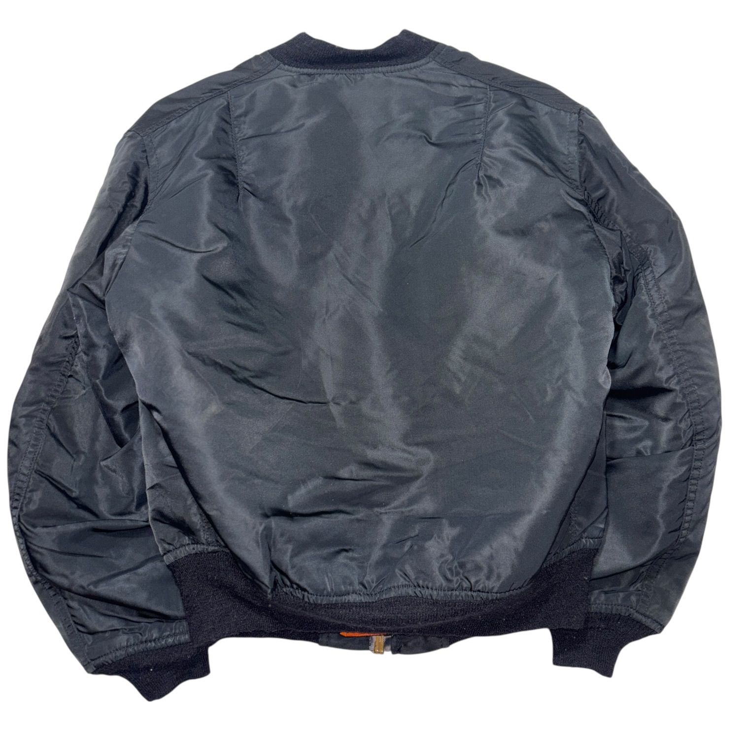 80s USA製 ALPHA MA-1 REVERSIBLE JKT S ブラック オレンジ アルファ