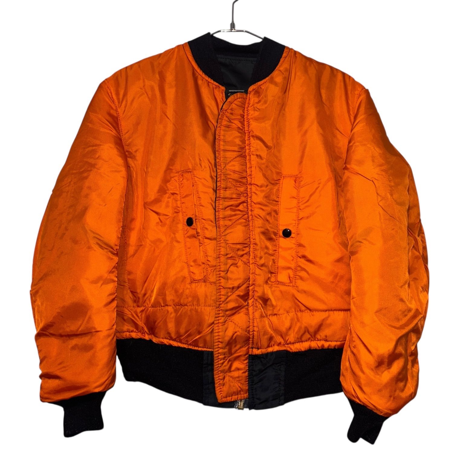 80s USA製 ALPHA MA-1 REVERSIBLE JKT S ブラック オレンジ アルファ