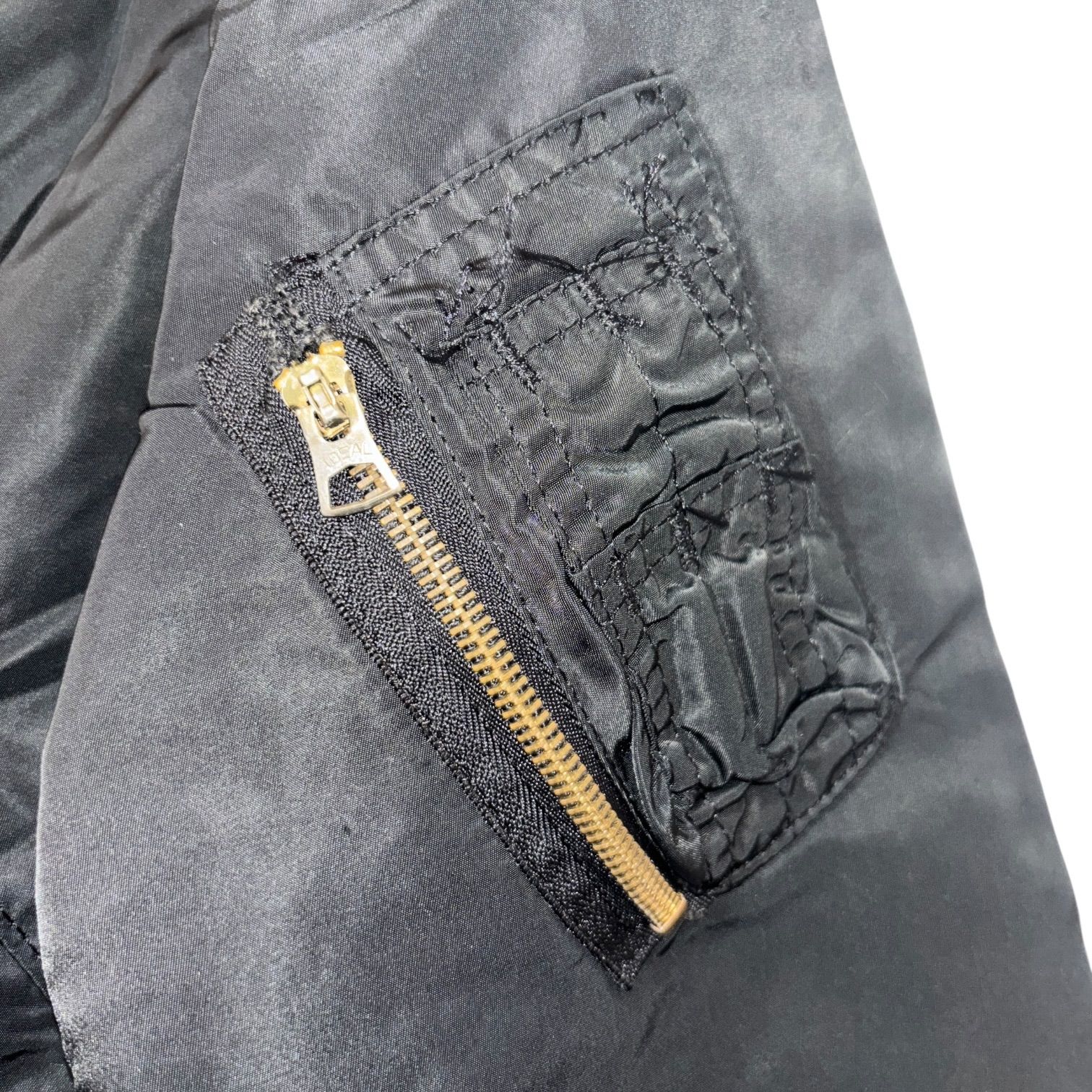 80s USA製 ALPHA MA-1 REVERSIBLE JKT S ブラック オレンジ アルファ