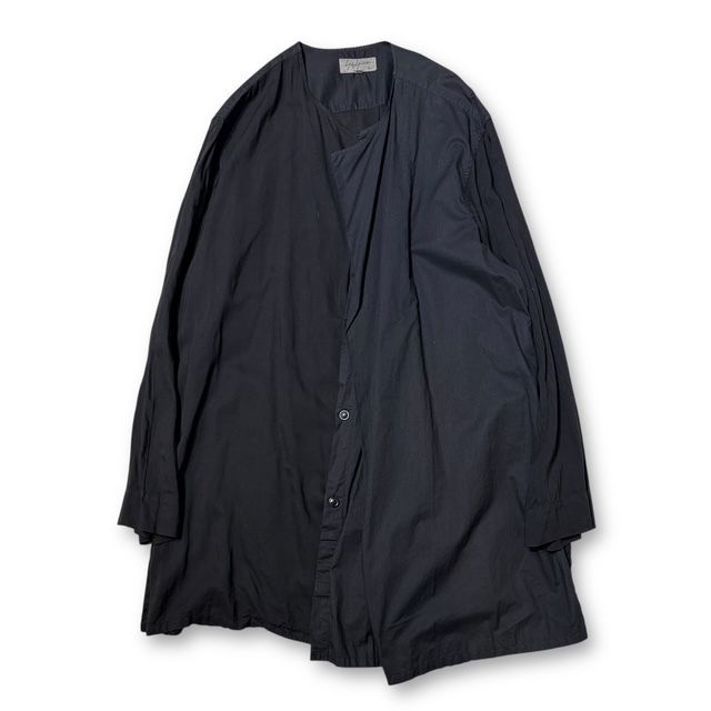 18 ss YOHJI POUR HOMME Left Front Double Switching Shirt HW B 06 800 サイズ2 ブラック ヨウジヤマモトプールオム