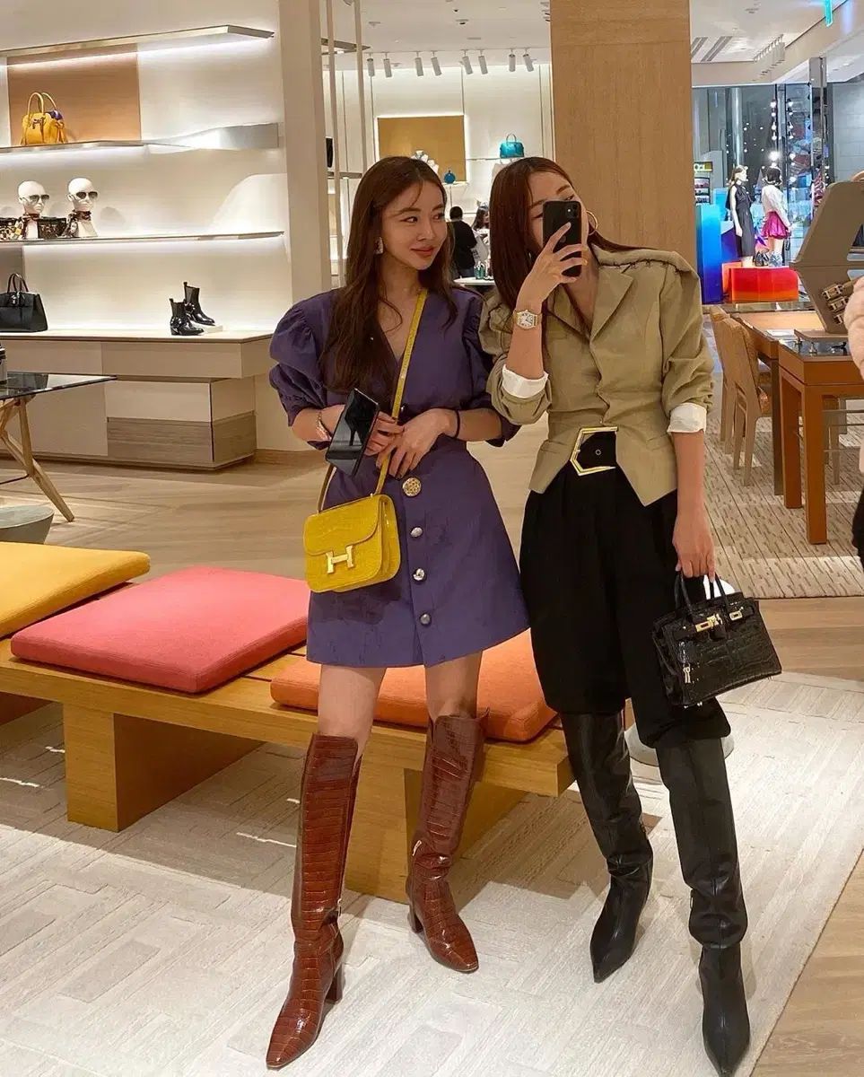 姉妹 ロングブーツ ブラック 230-235