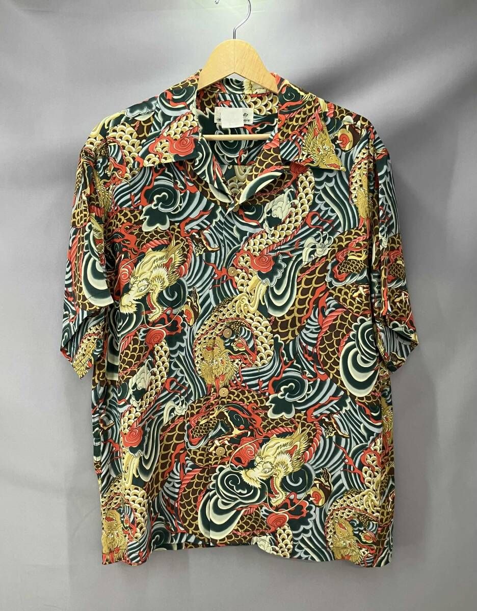 MAKANA LEI マカナレイ 和柄 龍 アロハシャツ サイズL グリーン系 夏