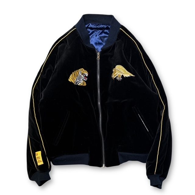 90 s AVIREX リバーシブル別珍スーベニアジャケット サイズМ ブラック×ブルー アヴィレックス
