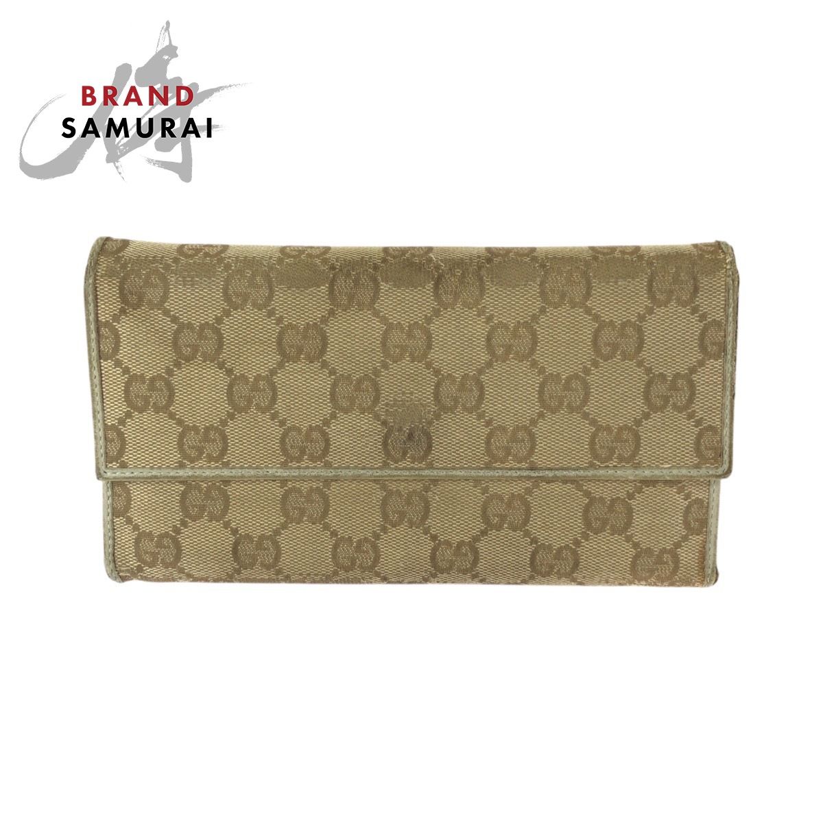 GUCCI グッチ ベージュ ゴールド金具 GGキャンバス/レザー 257303 長