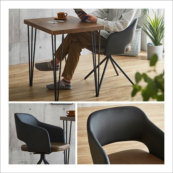 ダイニングチェア 約幅55cm ブラウン PUレザー スチール 組立品