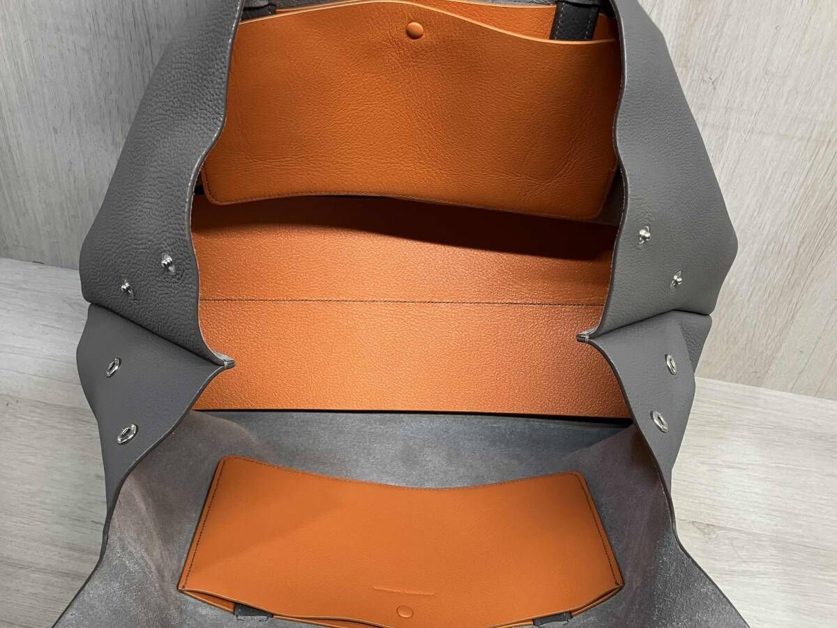 【新品未使用】メゾンタクヤ Flap Brief Bag(L) トートバッグ Flap Brief Bag(L)German Shrunken Calf×LambTitanium×Orange - MAISON