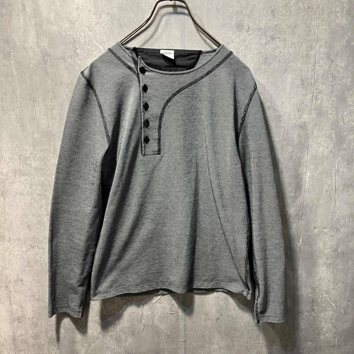 archive JEAN PAUL GAULTIER HOMME アシンメトリーヘンリーネックカットソー サイズ48 チェック柄 ジャンポールゴルチエ