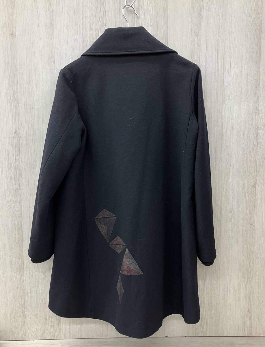 Y s ワイズ アウター YS-C 53-128 ウールビッグ コート 幾何学柄 ブラック サイズ2